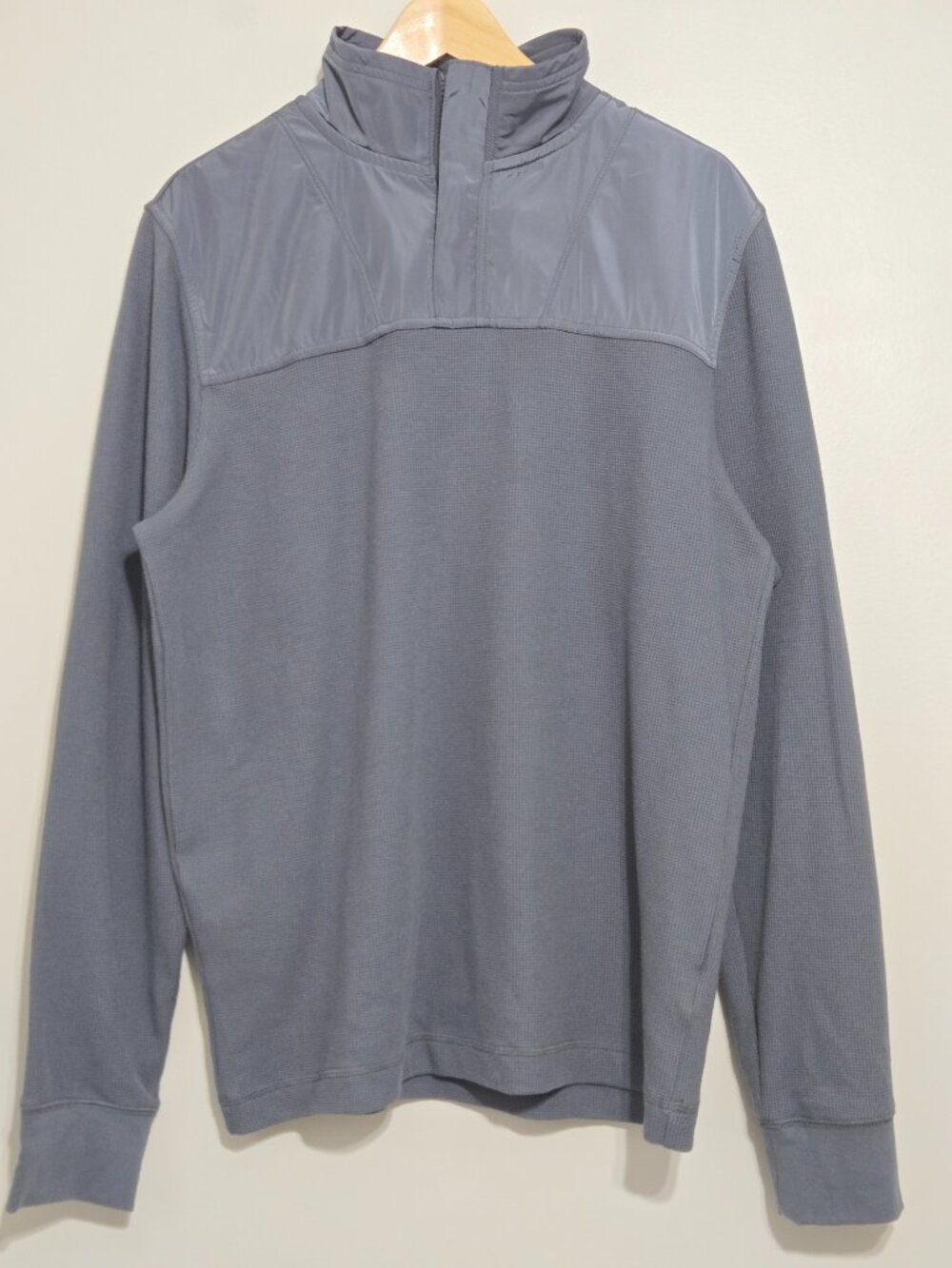 BANANA REPUBLIC 1/4 Zip Collared Gray Pullover Thermal Shirt Long Sleeve Mens L